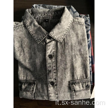 Camicia da uomo in denim di cotone 100% all&#39;ingrosso